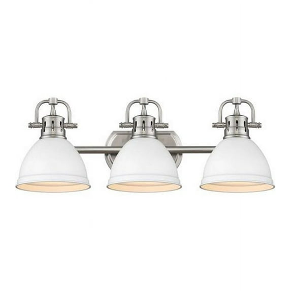 Yep by Golden Lighting Duncan 3-light Vanity in Pewter and Matte White shade