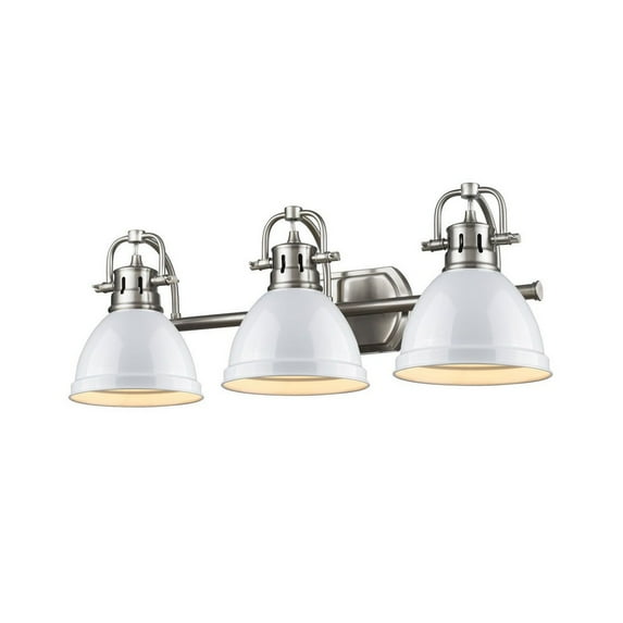 Yep by Golden Lighting Duncan 3-light Vanity in Pewter and White shade
