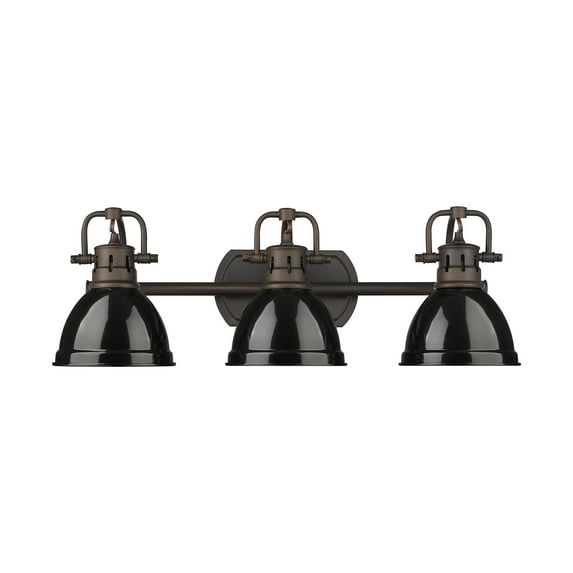 Yep by Golden Lighting Duncan 3-light Vanity in Rubbed Bronze and Black shade