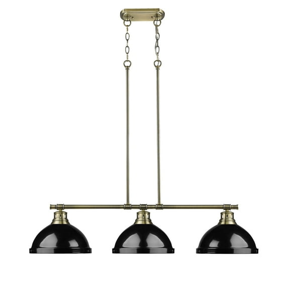 Yep by Golden Lighting Duncan 3-light Island Light in Aged Brass and Black shade
