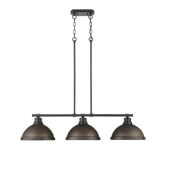 Yep by Golden Lighting Duncan 3-light Island Light in Matte Black and Rubbed Bronze shade