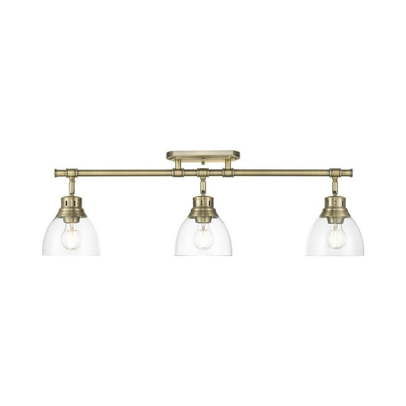 Duncan 3-Light Semi-Flush - Track Light in Aged Brass with Clear Glass