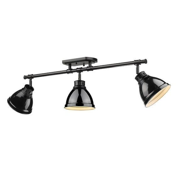 Duncan 3 Light Semi-Flush - Track Light in Black with a Black Shades
