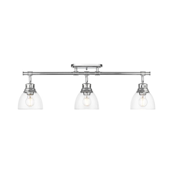 Duncan 3-Light Semi-Flush - Track Light in Chrome with Clear Glass