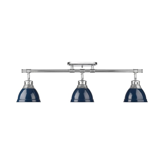 Duncan 3-Light Semi-Flush - Track Light in Chrome with Matte Navy