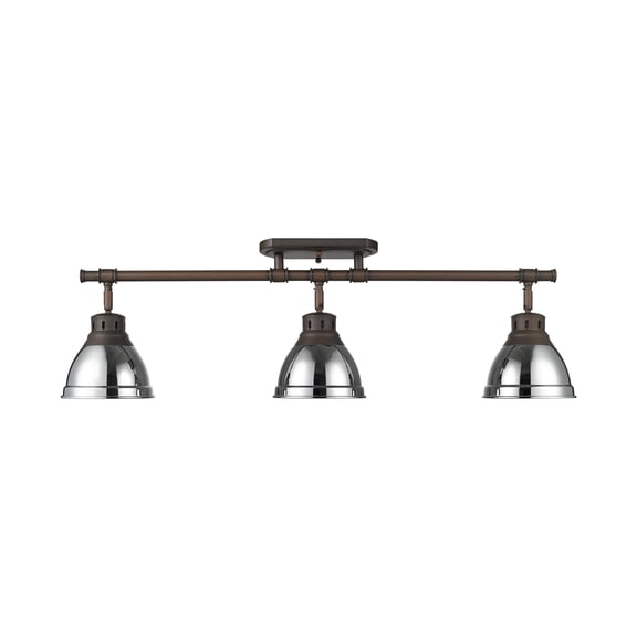 Duncan 3-Light Semi-Flush - Track Light in Rubbed Bronze with Chrome