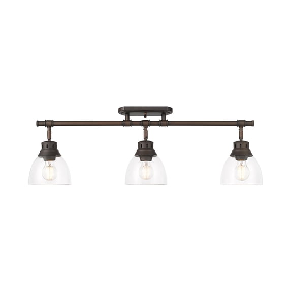 Duncan 3-Light Semi-Flush - Track Light in Rubbed Bronze with Clear Glass