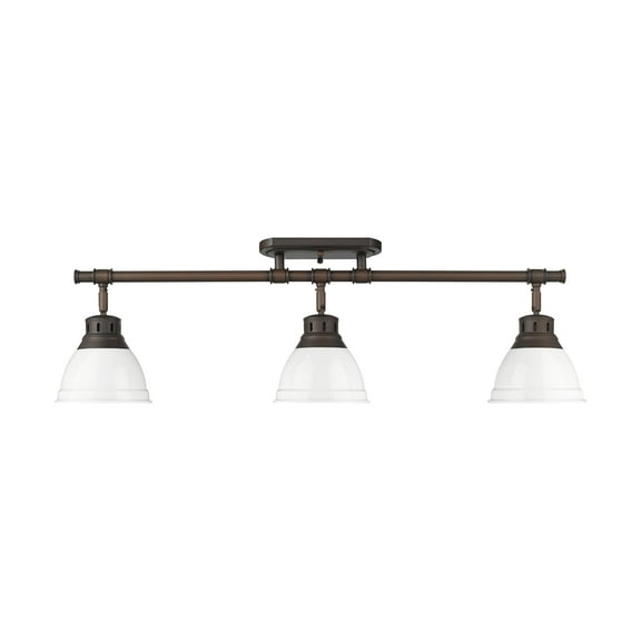 Yep by Golden Lighting Duncan 3-light Semi-Flush Mount in Rubbed Bronze and White shade