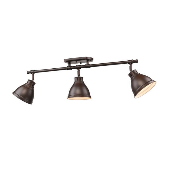 Yep by Golden Lighting Duncan 3-light Semi-Flush Mount in Rubbed Bronze and Rubbed Bronze shade