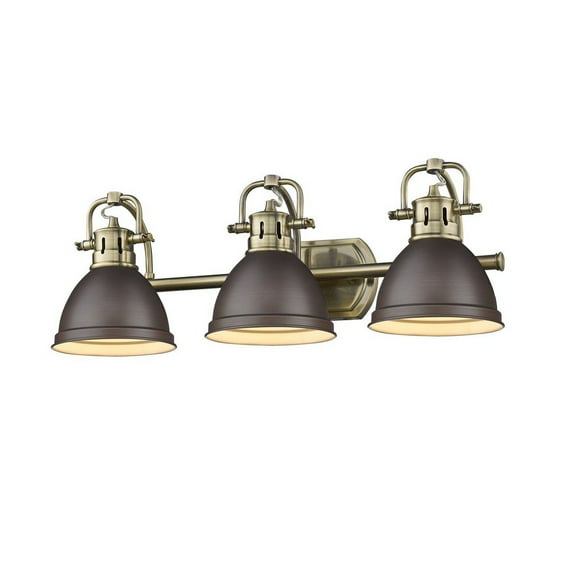 Yep by Golden Lighting Duncan 3-light Vanity in Aged Brass and Rubbed Bronze shade