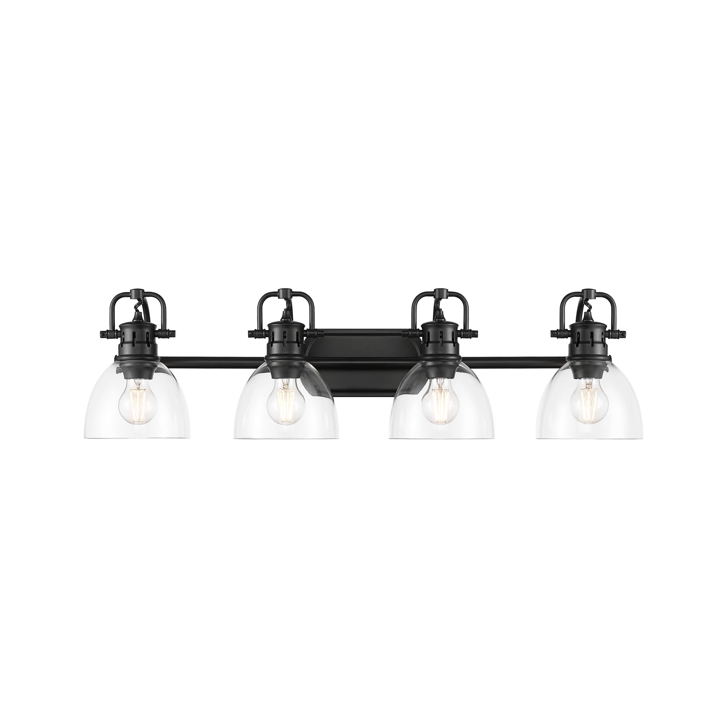 Yep by Golden Lighting Duncan 4-light Vanity in Matte Black and Clear Glass