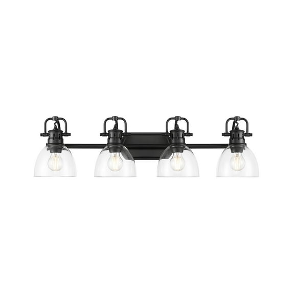 Yep by Golden Lighting Duncan 4-light Vanity in Matte Black and Clear Glass