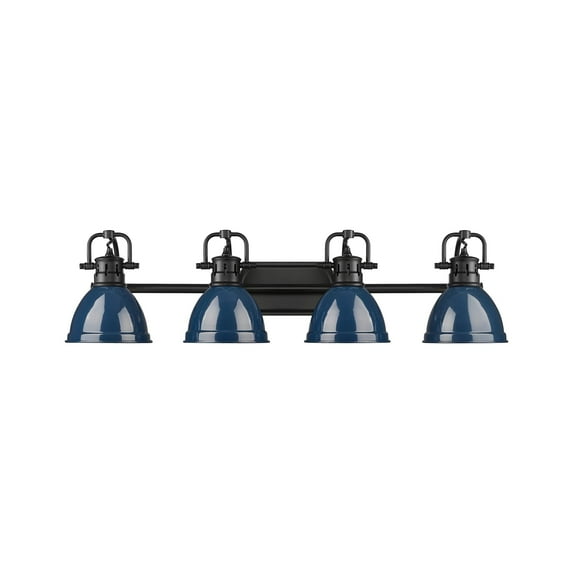 Yep by Golden Lighting Duncan 4-light Vanity in Matte Black and Navy Blue shade