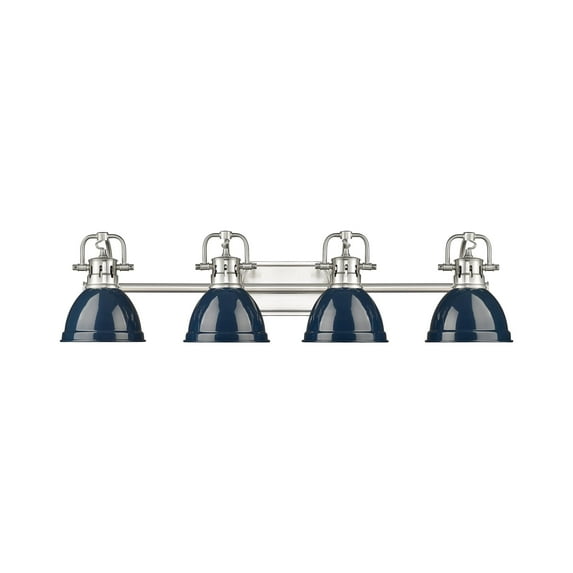 Yep by Golden Lighting Duncan 4-light Vanity in Pewter and Navy Blue shade