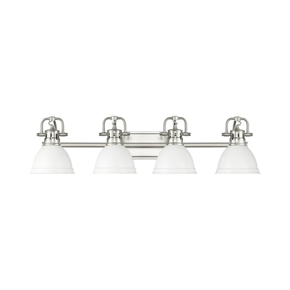 Yep by Golden Lighting Duncan 4-light Vanity in Pewter and Matte White shade