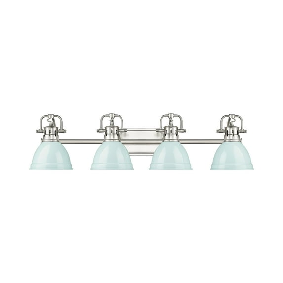 Yep by Golden Lighting Duncan 4-light Vanity in Pewter and Seafoam shade