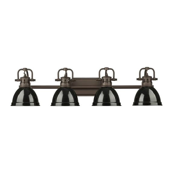 Yep by Golden Lighting Duncan 4-light Vanity in Rubbed Bronze and Black shade