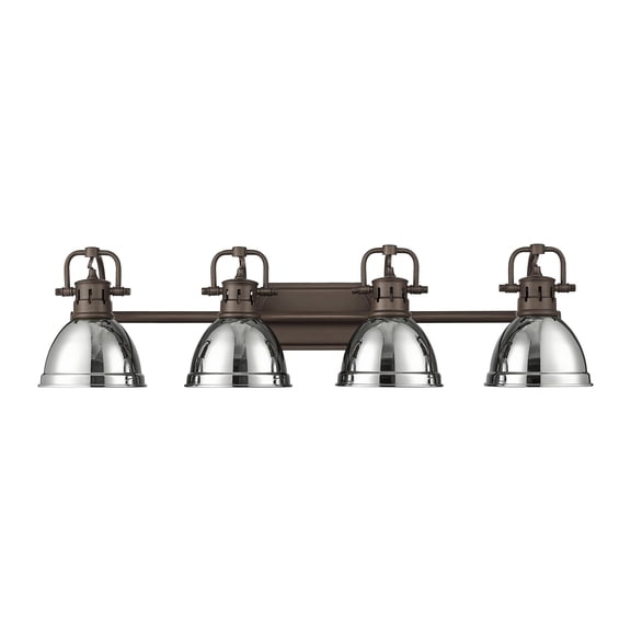 Yep by Golden Lighting Duncan 4-light Vanity in Rubbed Bronze and Chrome shade