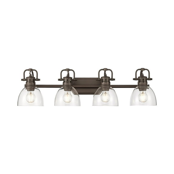 Yep by Golden Lighting Duncan 4-light Vanity in Rubbed Bronze and Clear Glass