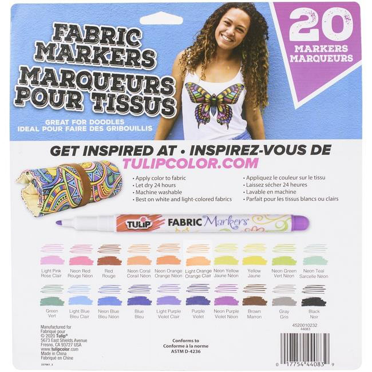 Duncan 44083 Tulip Fine Tip Fabric Markers Roll Up Case - Pack of 20