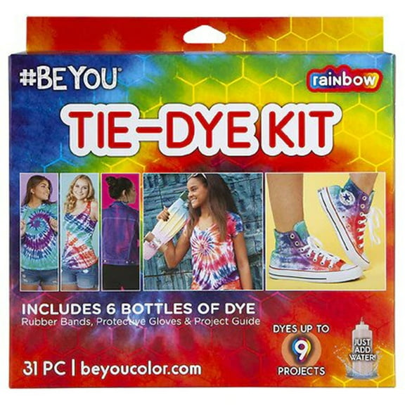 Duncan #BEYOU Tie Dye Kit Assortment with Six Easy-Squeeze Bottles, Perfect For Solo Projects and Family Fun, 5 Colors