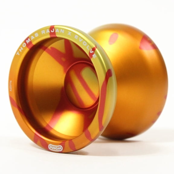 Duncan Evolve Yo-Yo - 7075 Aluminum Monometal Justin Dauer Signature YoYo (Orange Yellow Fade w/Red Splash Thomas Rajan Edition)