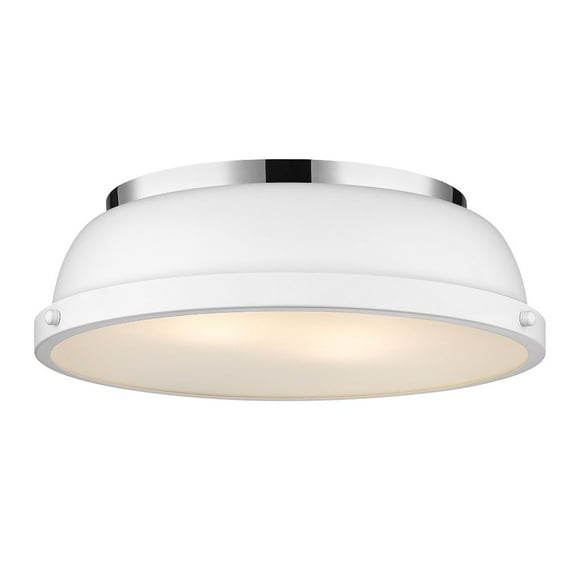 Yep by Golden Lighting Duncan 2-light Flush Mount in Chrome and Matte White shade