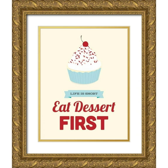 Duncan, Genesis 12x14 Gold Ornate Wood Framed with Double Matting Museum Art Print Titled - Eat Dessert First