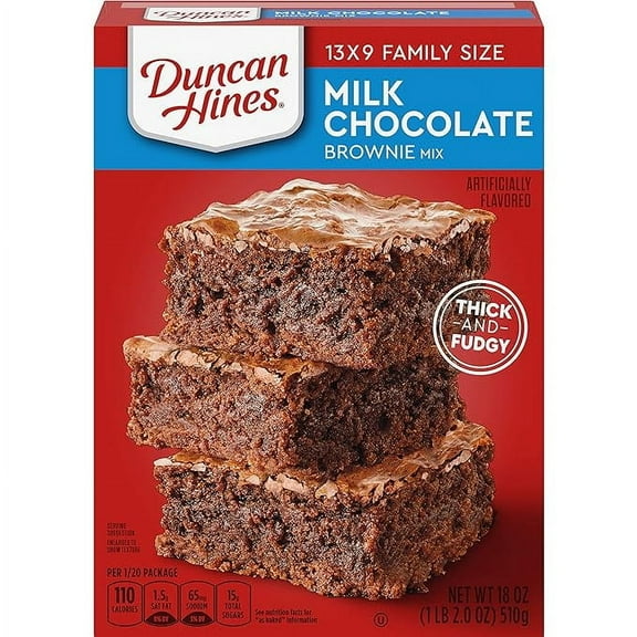 Duncan Hines Brownie Mix, Milk Chocolate, 18 oz (Pack of 2)
