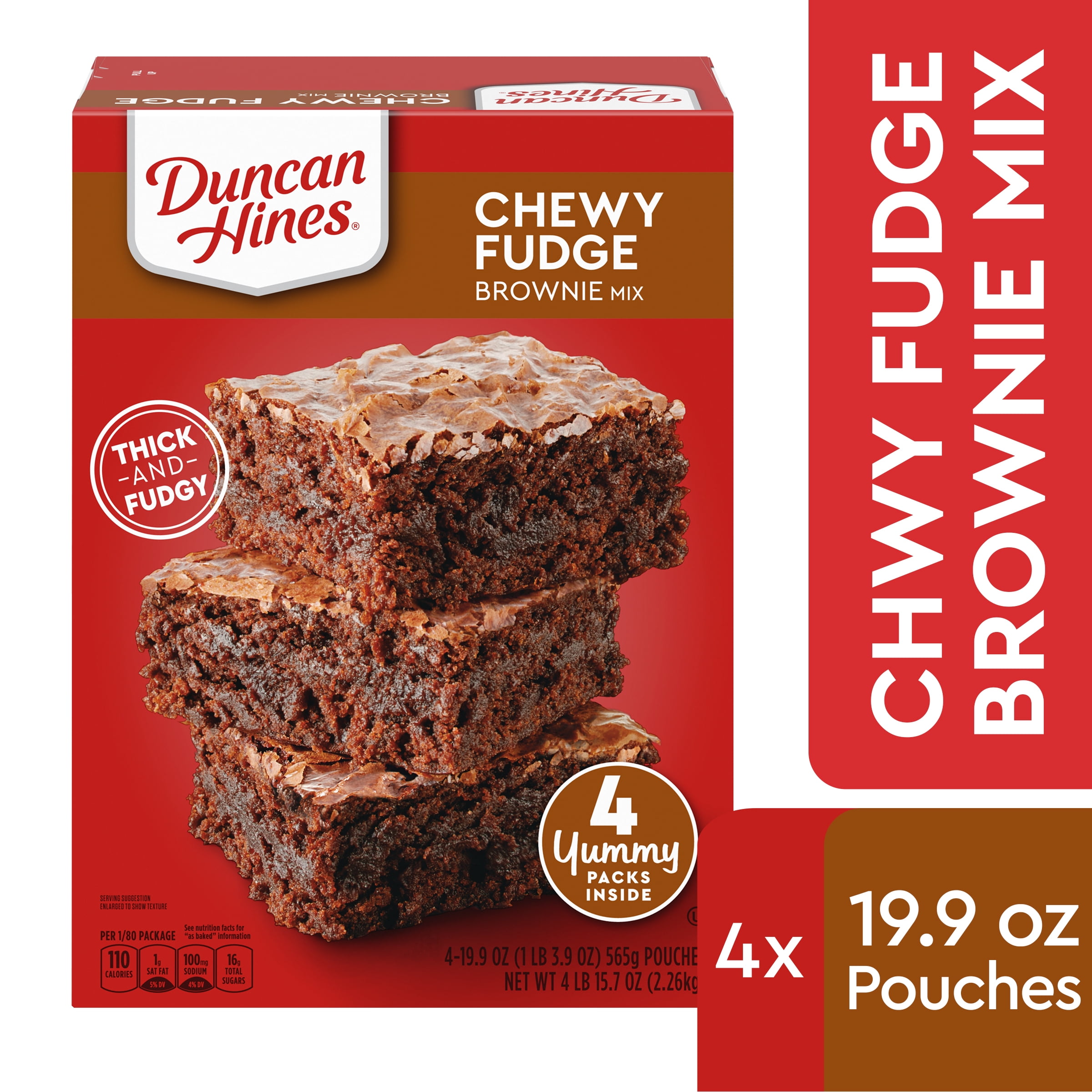 Duncan Hines Chewy Fudge Brownie Mix, 4 19.9 OZ Pouches
