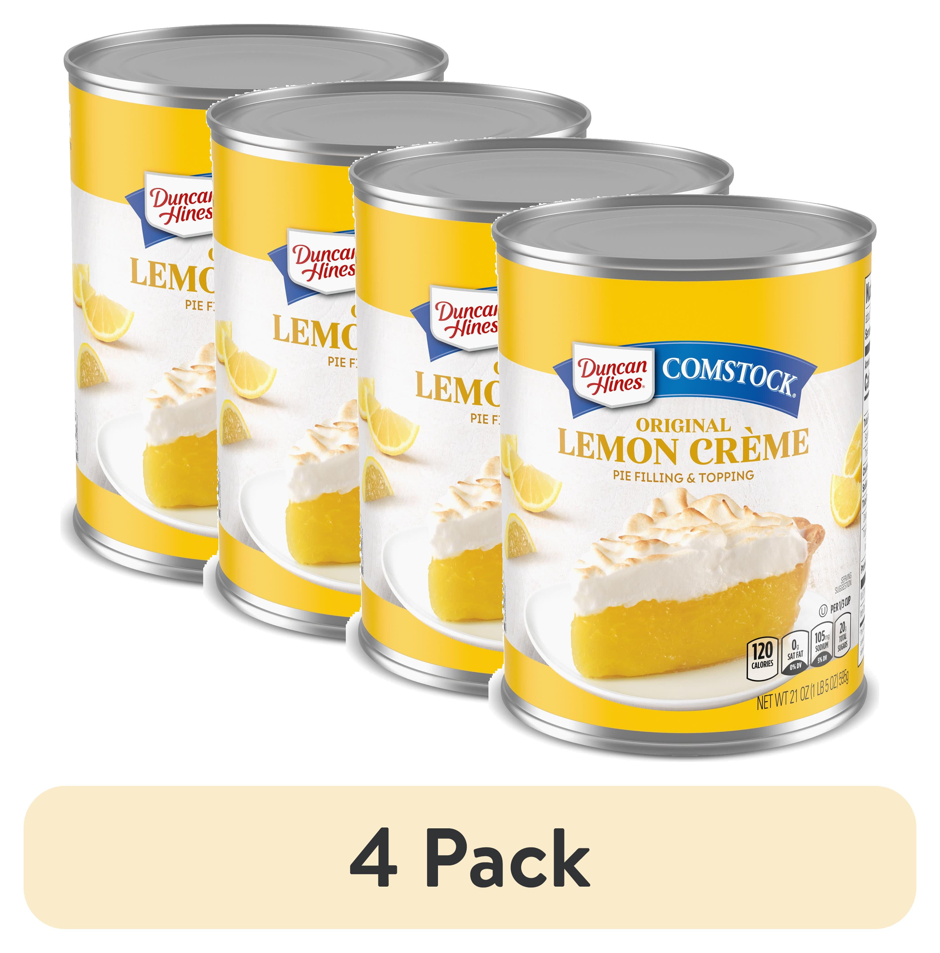 (4 pack) Duncan Hines Comstock Original Lemon Crème Pie Filling and Topping, 21 oz