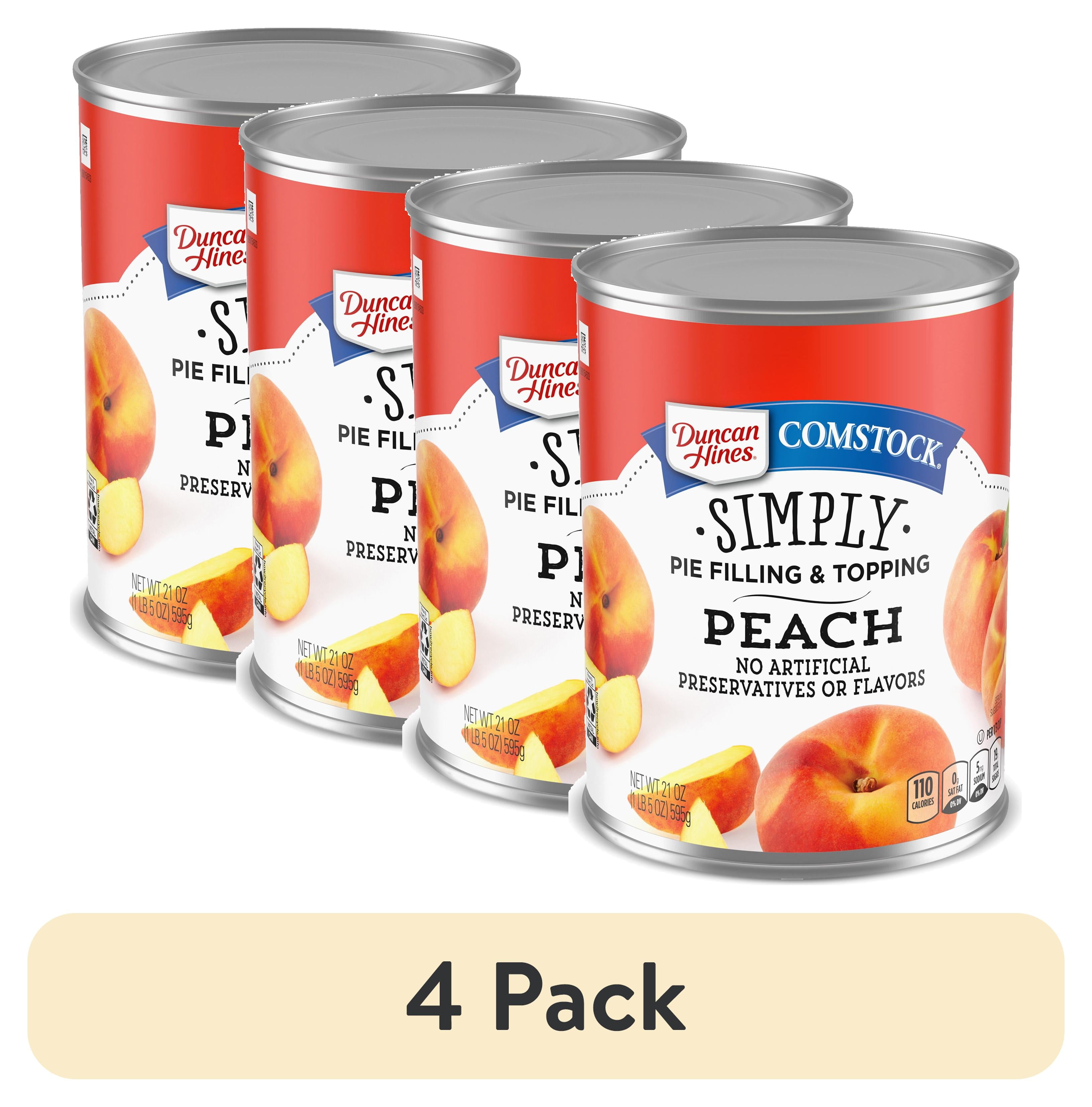 (4 pack) Duncan Hines Comstock Peach Pie Filling and Topping, 21 oz