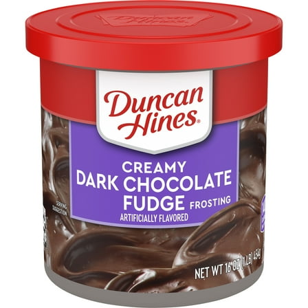 (2 pack) Duncan Hines Creamy Dark Chocolate Fudge Flavored Frosting, Valentine's Day Cookie Decorating, 16 oz.