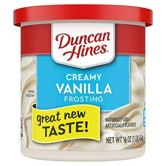 Duncan Hines Creamy Vanilla Flavored Frosting, 16 OZ Can of Dessert and Cake Frosting (8 Pack)