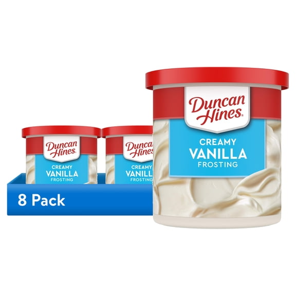 (8 pack) Duncan Hines Creamy Vanilla Flavored Frosting, Thanksgiving Cookie Decorating, 16 oz.