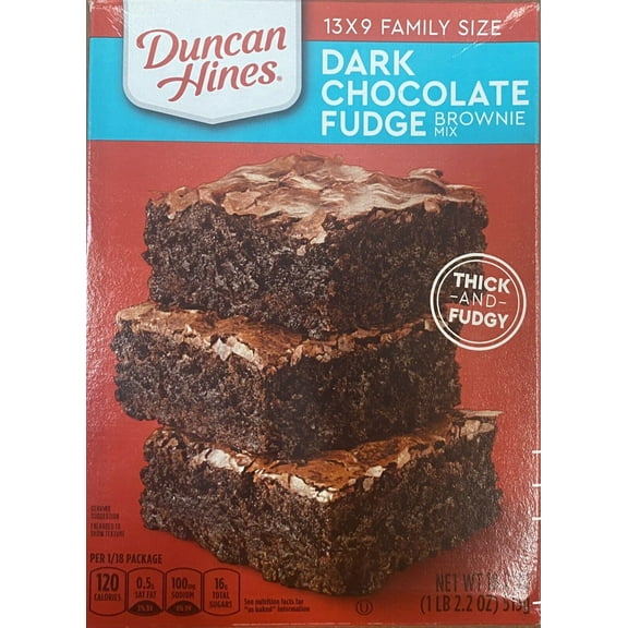 Duncan Hines DARK CHOCOLATE FUDGE Baking Brownie Mix 13X9 FAMILY SIZE 18.2oz Box