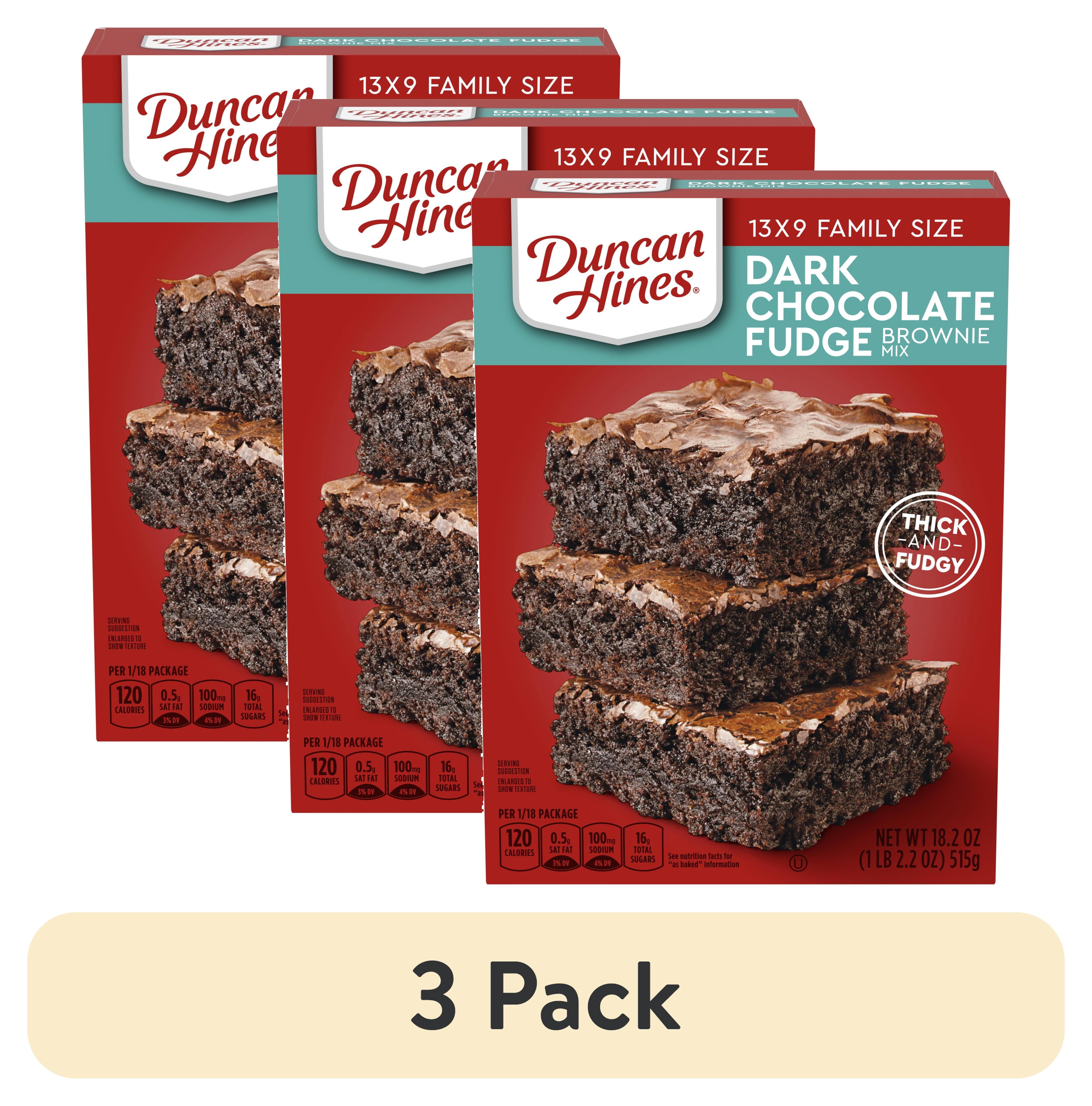 (3 pack) Duncan Hines Dark Chocolate Fudge Brownie Mix, 18.2 oz