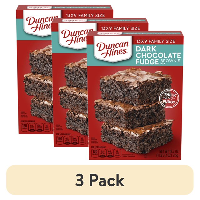 (3 pack) Duncan Hines Dark Chocolate Fudge Brownie Mix, 18.2 oz