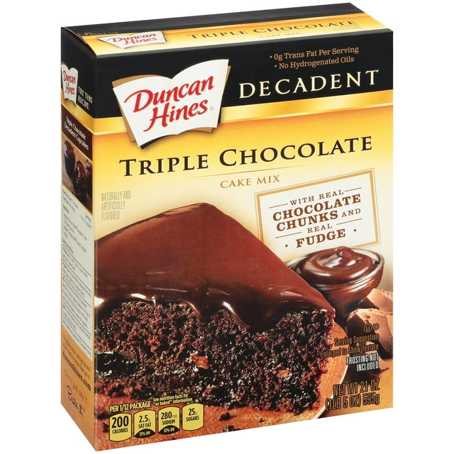 Duncan Hines Decadent Triple Chocolate Cake Mix 21 oz Box
