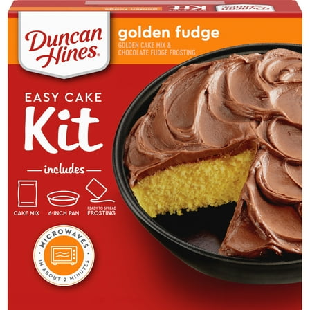 Duncan Hines Easy Cake Kit Golden Fudge Flavored Cake Mix, 8.4 oz.
