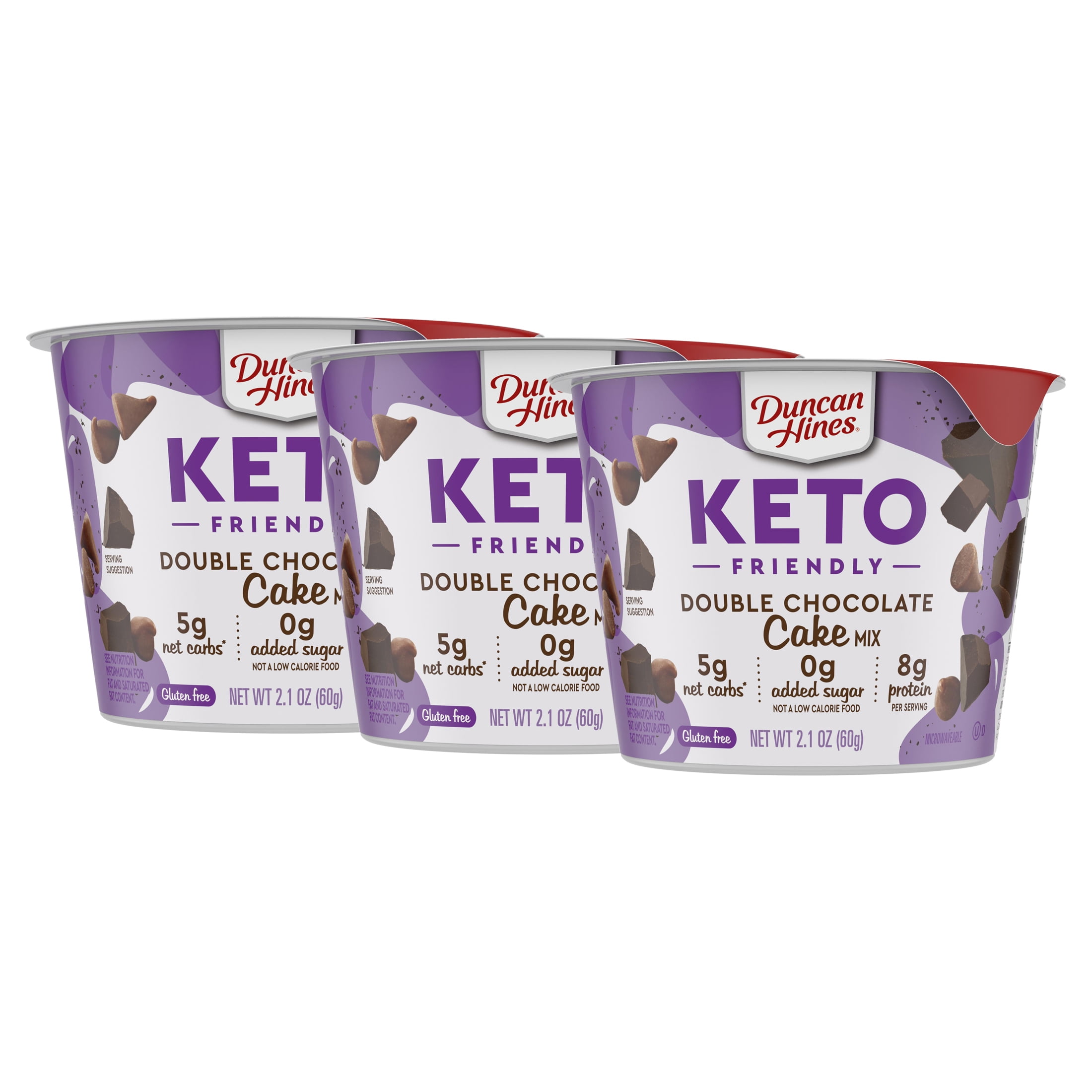 (3 pack) Duncan Hines Keto Friendly Cake Cup Double Chocolate Cake Mix