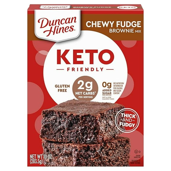 Duncan Hines Keto Friendly Chewy Fudge Brownie Mix, Gluten Free, Zero Sugar Added, 10 oz