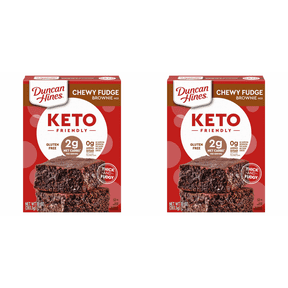 Duncan Hines Keto Friendly Gluten Free No Sugar Added Chewy Fudge Brownie Mix, 10 oz - Pack of 2 - Fudge Brownies, Chocolate Dessert, Baking Mix, Decadent Treat, Easy Bake
