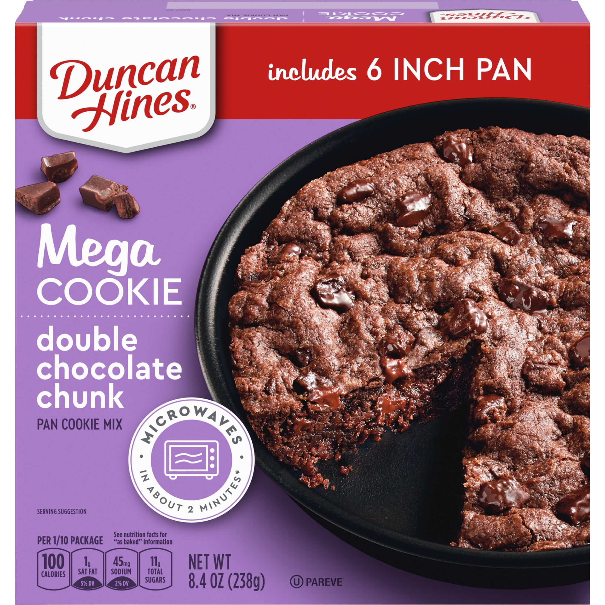 Duncan Hines Mega Cookie Double Chocolate Chunk Pan Cookie Mix, 8.4 oz