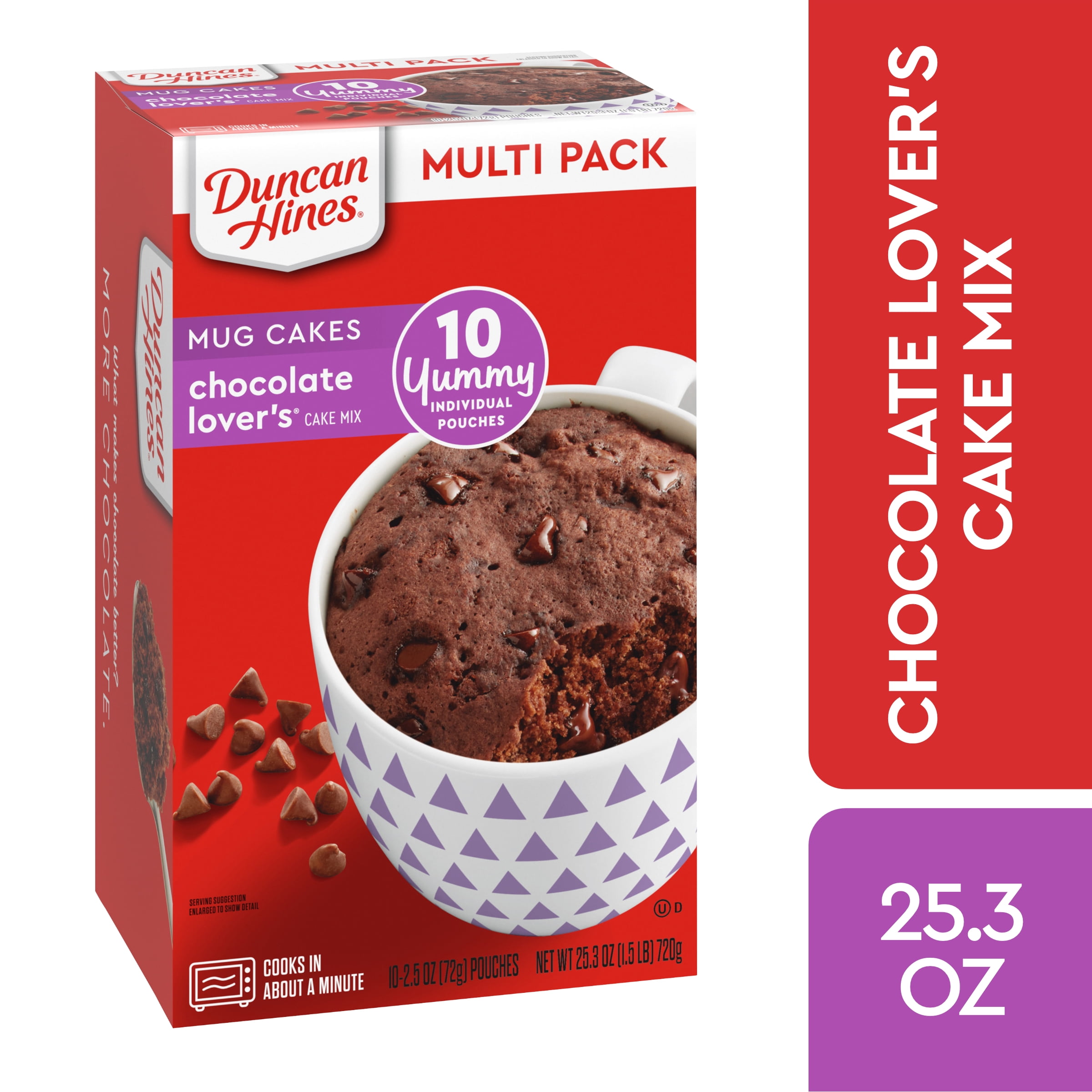 Duncan Hines Mug Cakes Chocolate Lovers Cake Mix with Frosting, 10