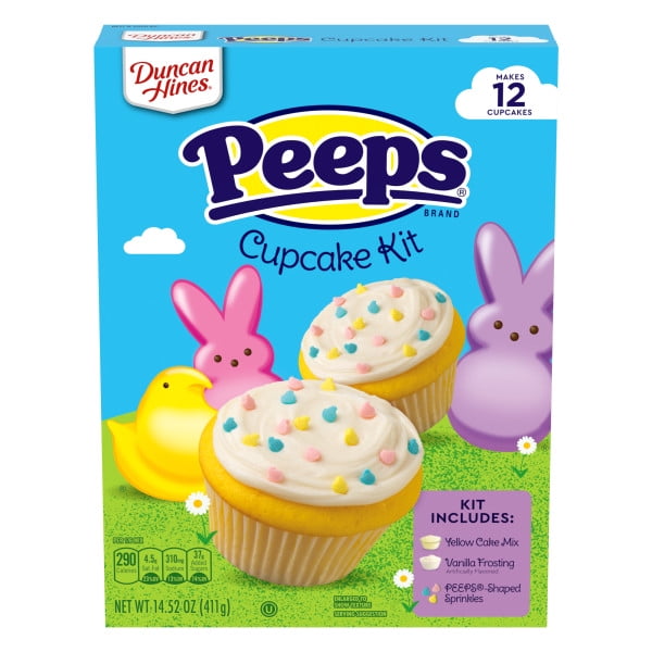 Duncan Hines PEEPS Cupcake Mix and Frosting Kit, With PEEPS Shaped Sprinkles, 14.52 oz.