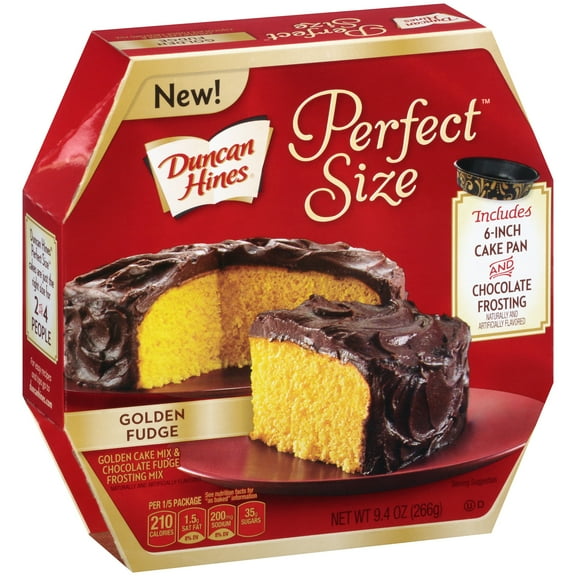 Duncan Hines Perfect Size Golden Cake Mix & Chocolate Fudge Frosting Mix 9.4 oz. Box