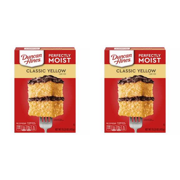 Duncan Hines Perfectly Moist Classic Yellow Cake Mix, 15.25 oz - Pack of 2 - Moist Cake, Easy Baking, Dessert Mix, Rich Flavor, Quick Prep