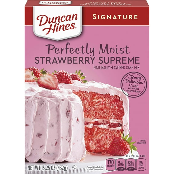 Duncan Hines Signature Perfectly Moist Strawberry Supreme Naturally Flavored Cake Mix, 15.25 Oz