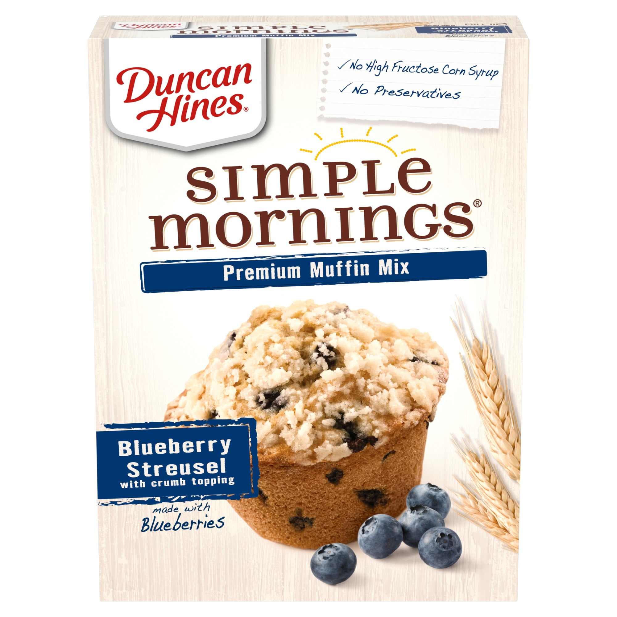 Duncan Hines Simple Mornings Blueberry Streusel Premium Muffin Mix, 20.5 oz
